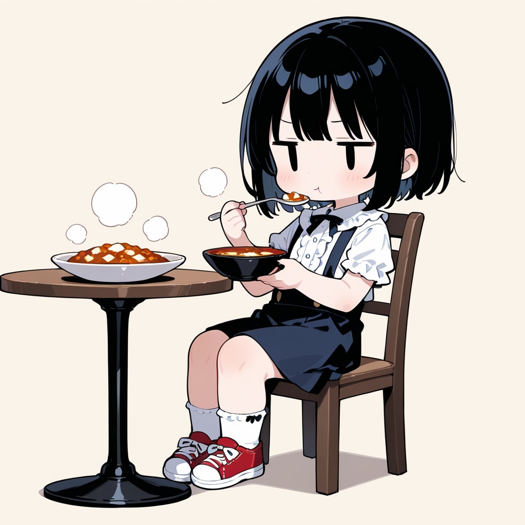 麻婆豆腐を食べる