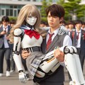ロボット娘をお姫様抱っこ 4枚目