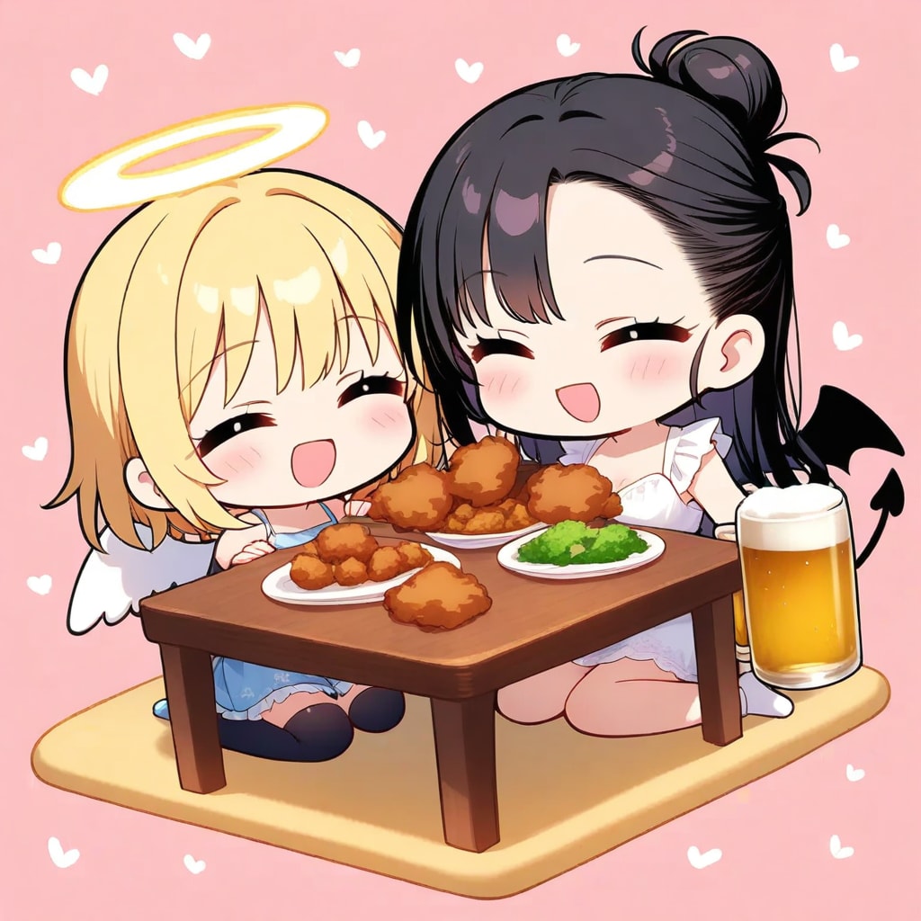 オフは仲良しな天使ちゃんと悪魔ちゃん💞✨