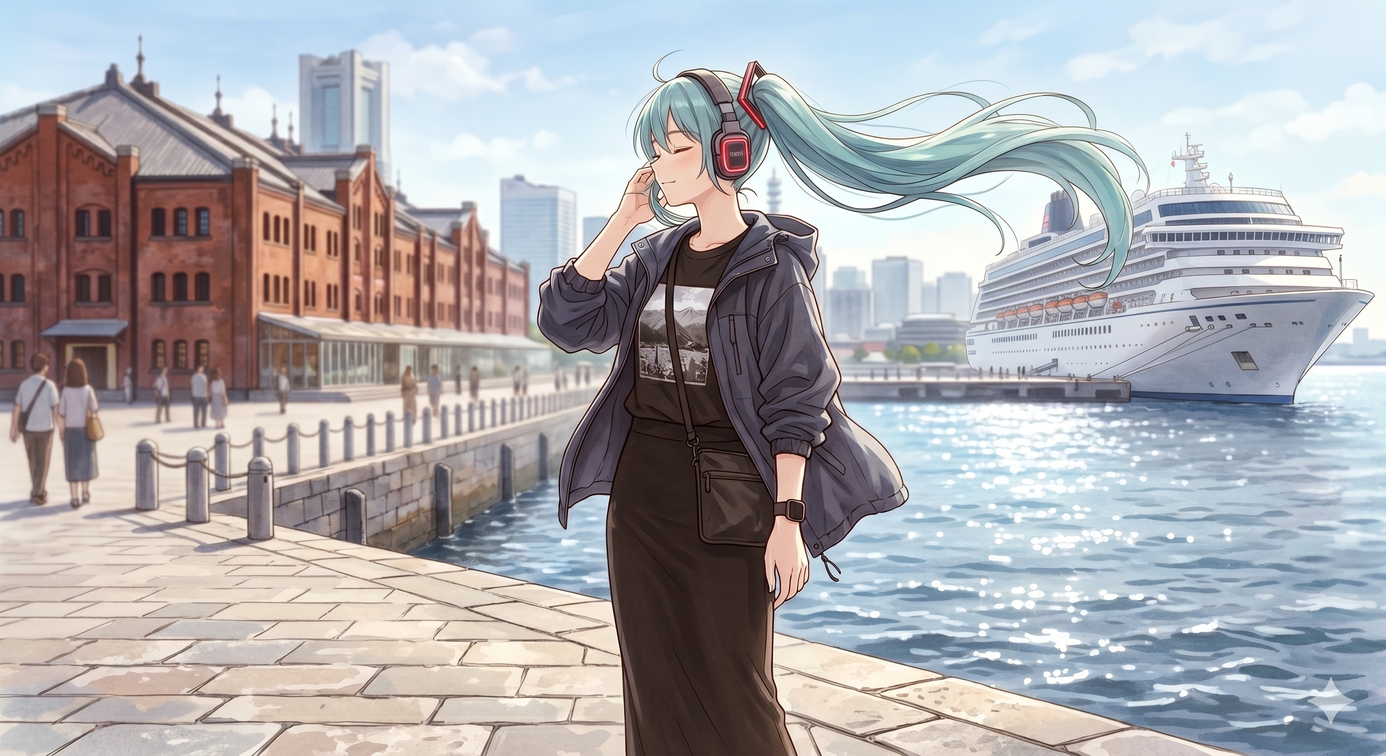 初音ミク　横浜赤レンガ１ | の人気AIイラスト・グラビア