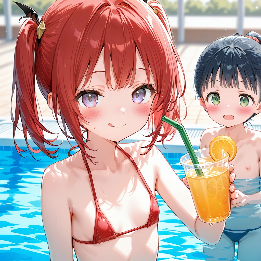 プールで涼む…？