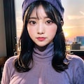 タートルネックのニットセーターでポロリ 7枚目