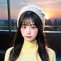 タートルネックのニットセーターでポロリ 9枚目