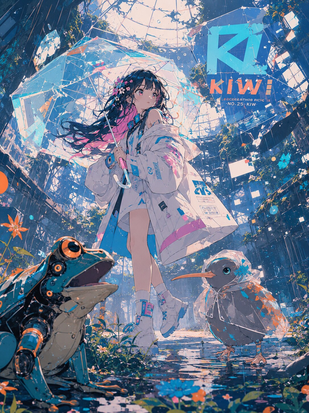 少女とKIWI  雨ふりの廃墟 | の人気AIイラスト・グラビア