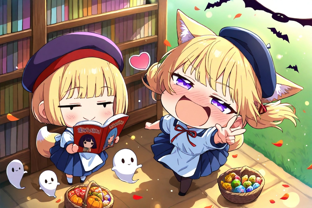 ちびおばけさん、ちびコウモリさん。