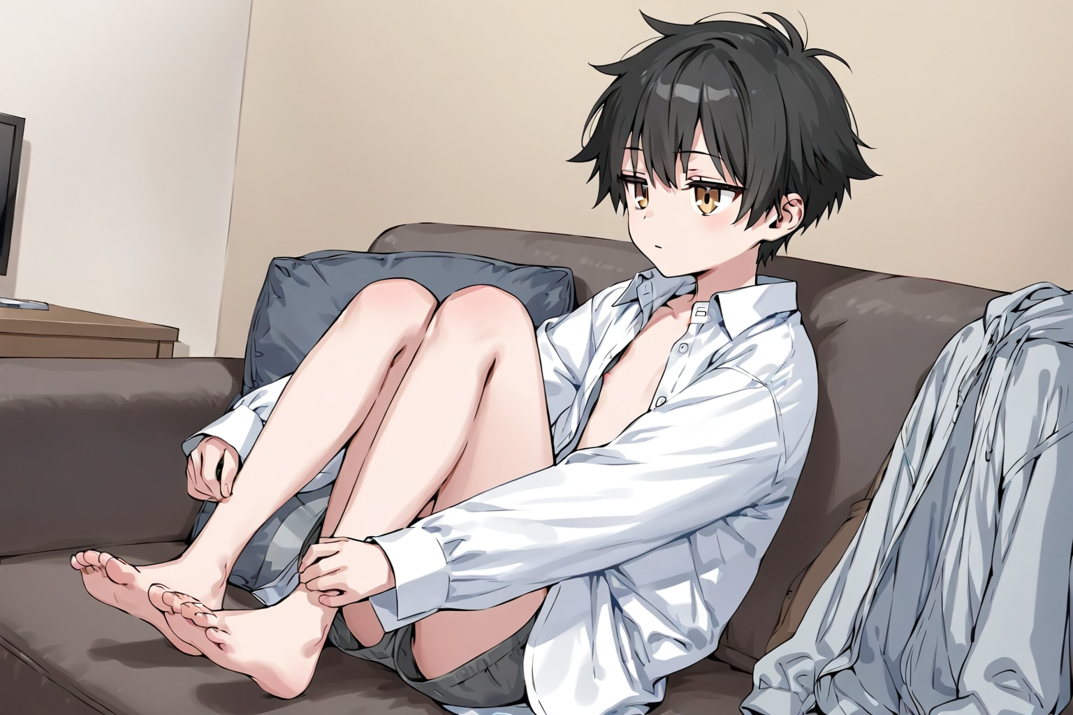 ぶかぶかの男物の下着とYシャツを借りた姪