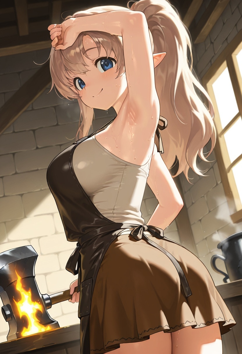 自分の得物は自分で鍛えるドワーフちゃん