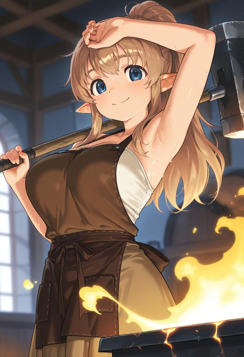 自分の得物は自分で鍛えるドワーフちゃん