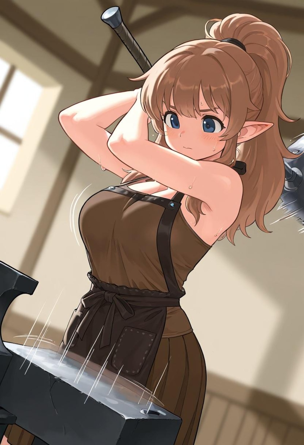 自分の得物は自分で鍛えるドワーフちゃん