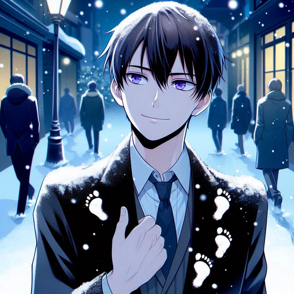 足跡と黒髪短髪男性…！その2(8枚)