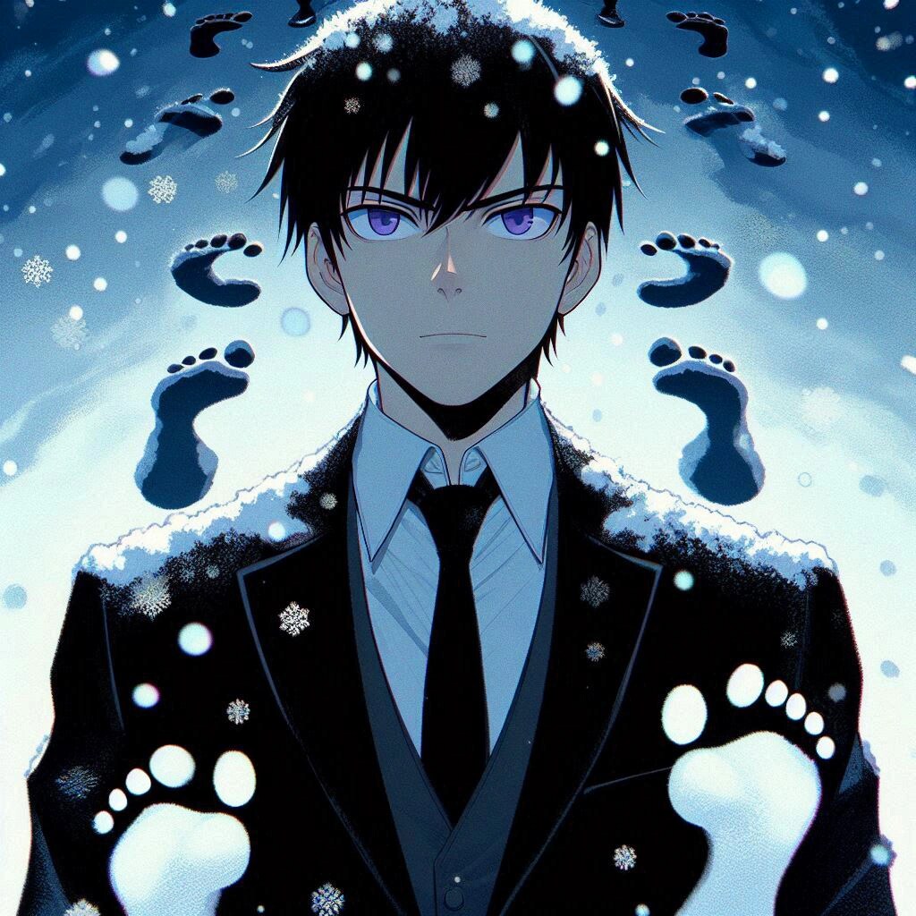 足跡と黒髪短髪男性…！その2(8枚)