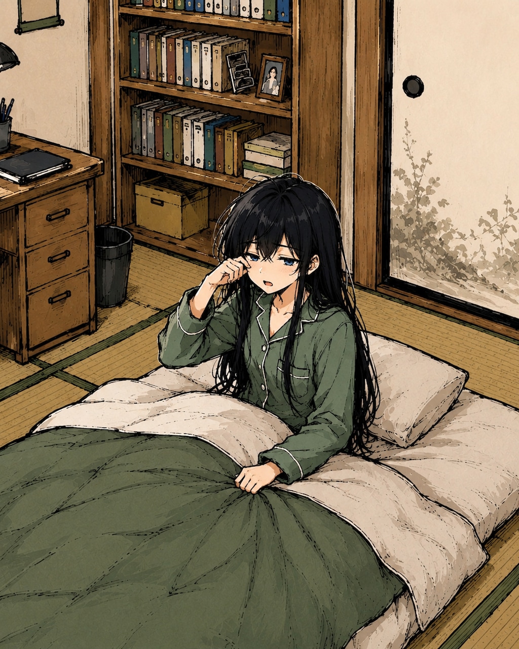 自室で起床