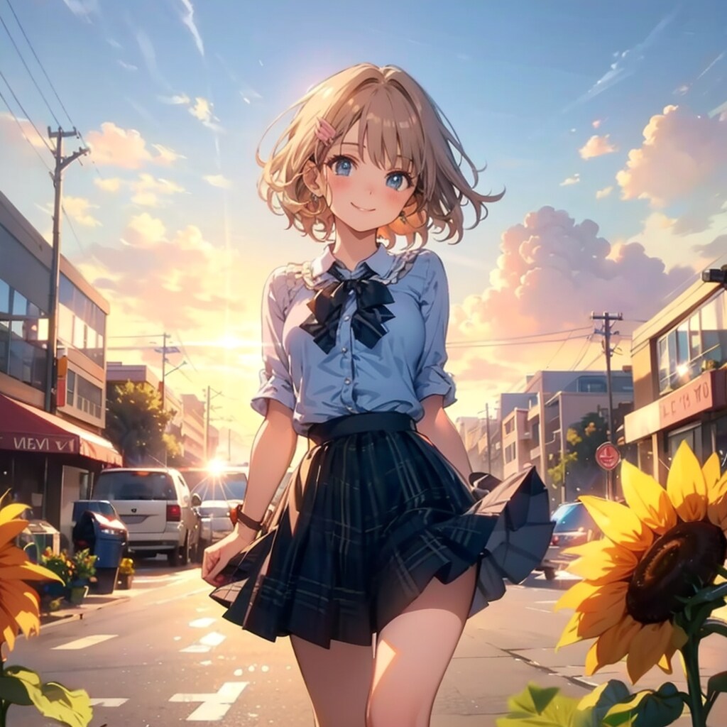 夕日の街 | の人気AIイラスト・グラビア