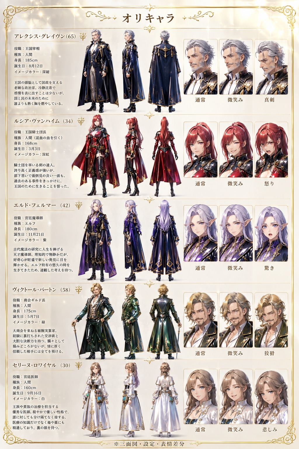 オリキャラ　三面図