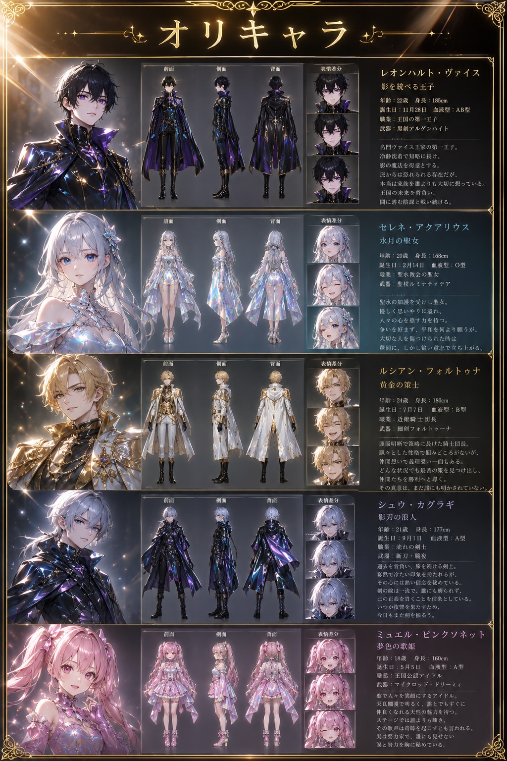 オリキャラ　三面図
