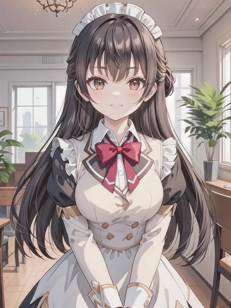 黒髪ロングでメイド服の少女 | の人気AIイラスト・グラビア