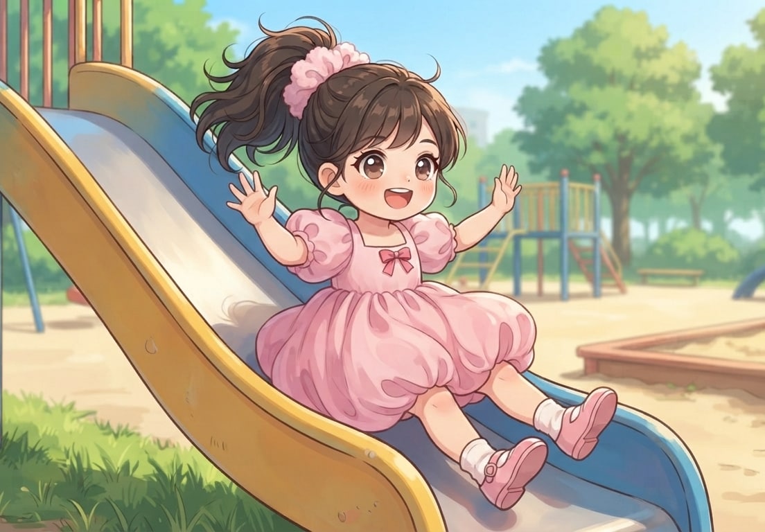 公園で遊ぶちびちゃん/自然公園の日