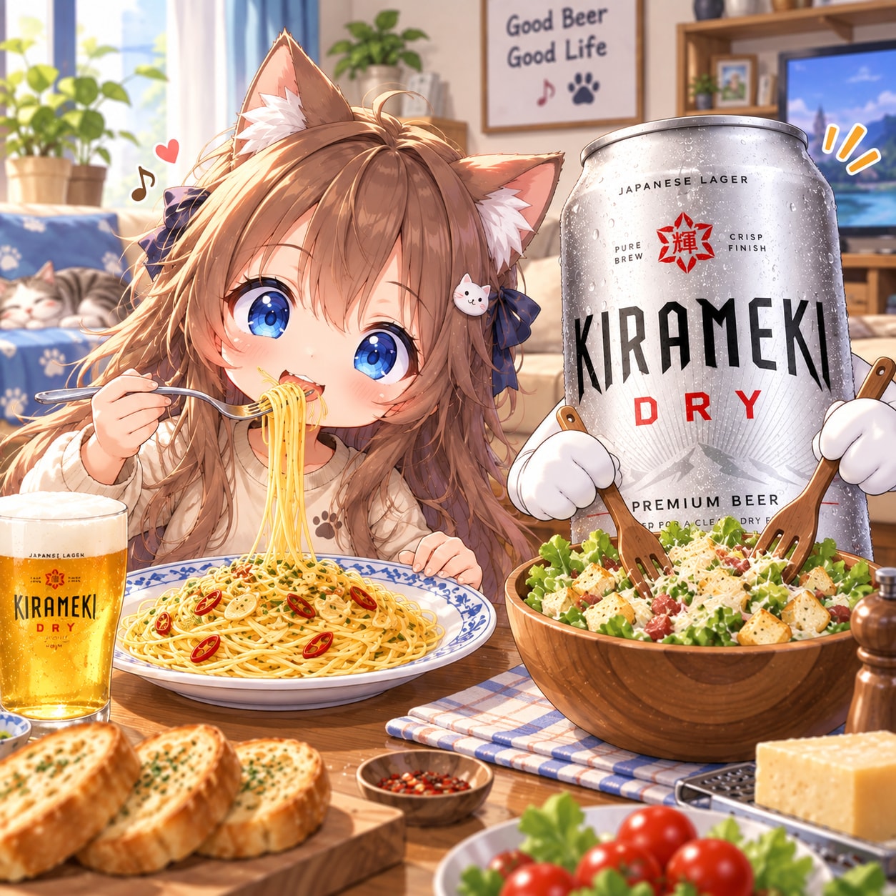 ペペロンチーノを食べる小さな女の子 | の人気AIイラスト・グラビア