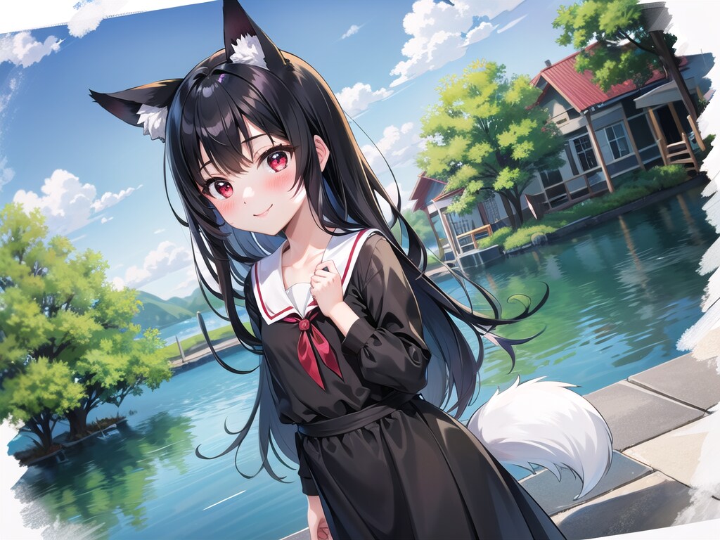 狐っ娘と湖畔で