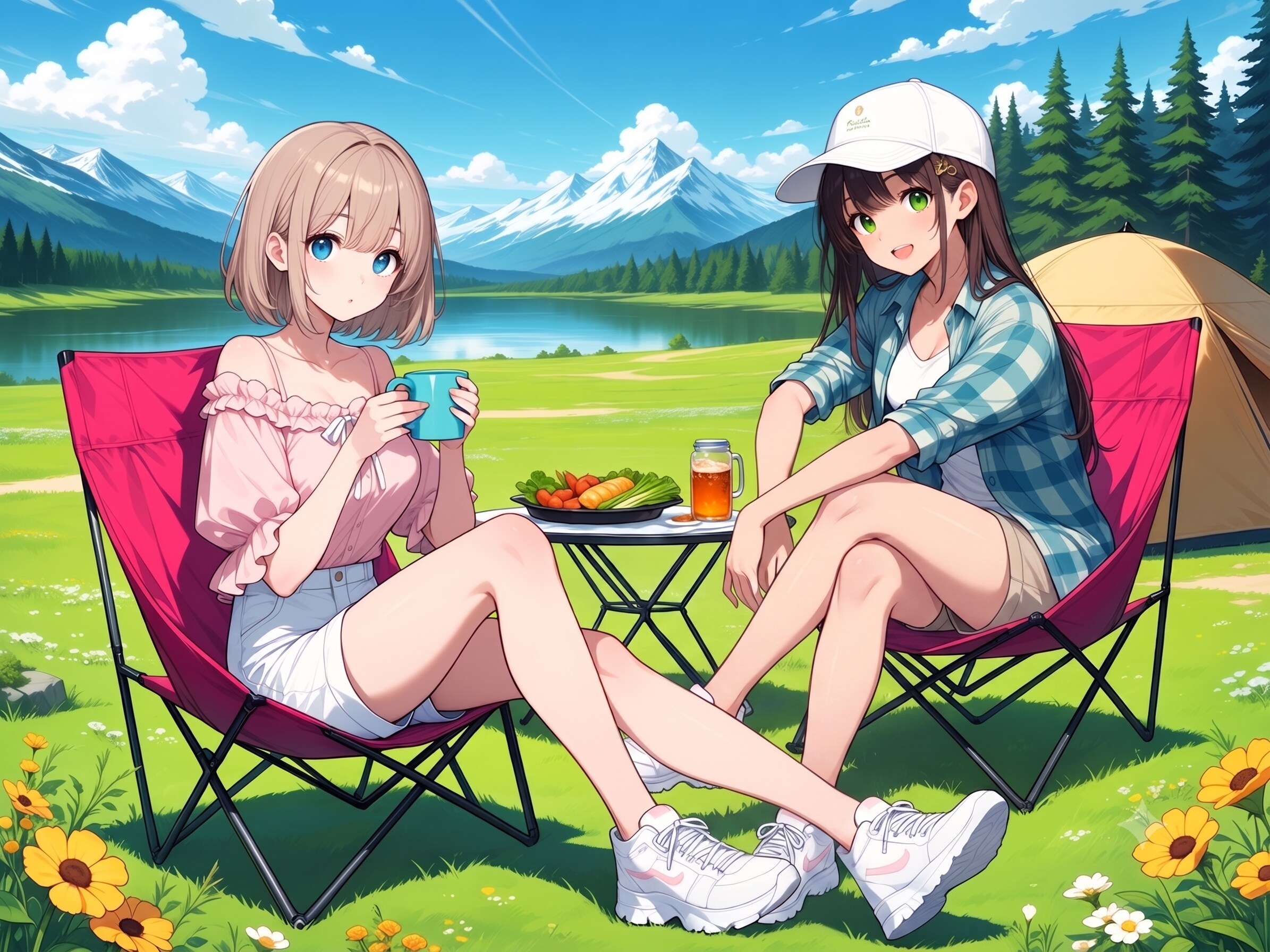 湖畔キャンプ(モデル：篠宮あかり&朝倉虹夏)