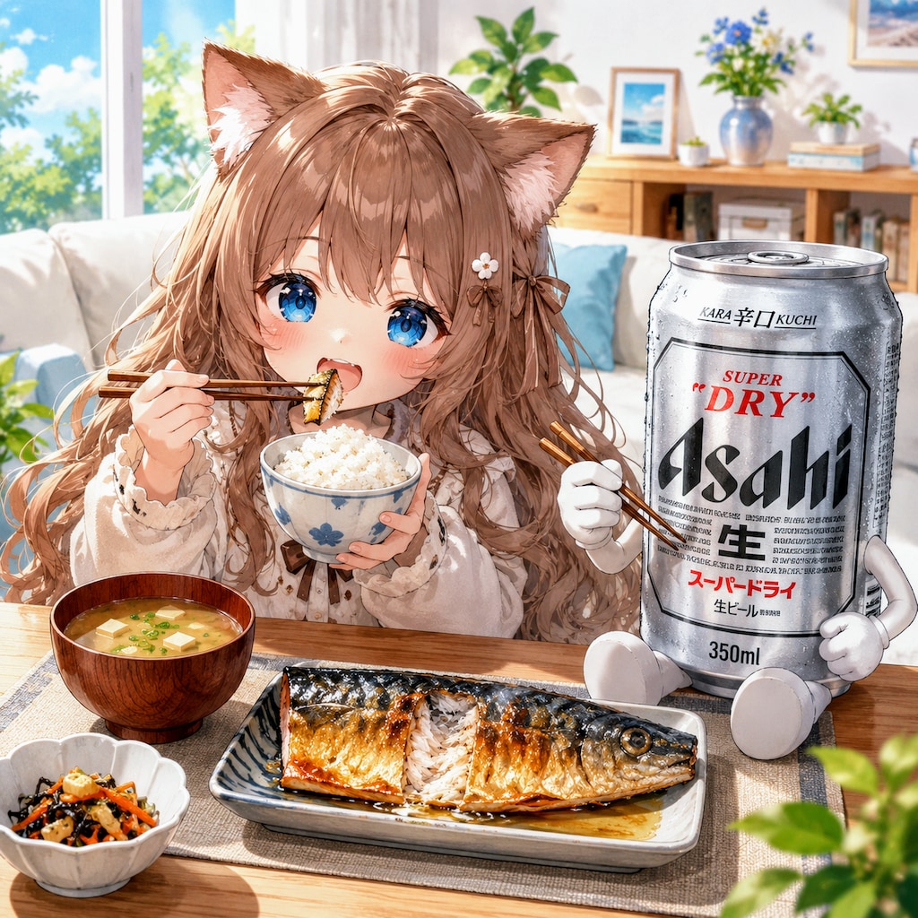 焼き鯖を食べる小さな女の子