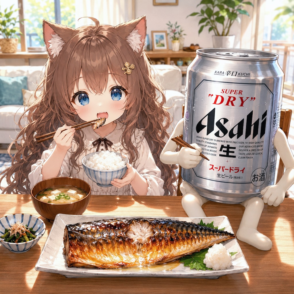 焼き鯖を食べる小さな女の子