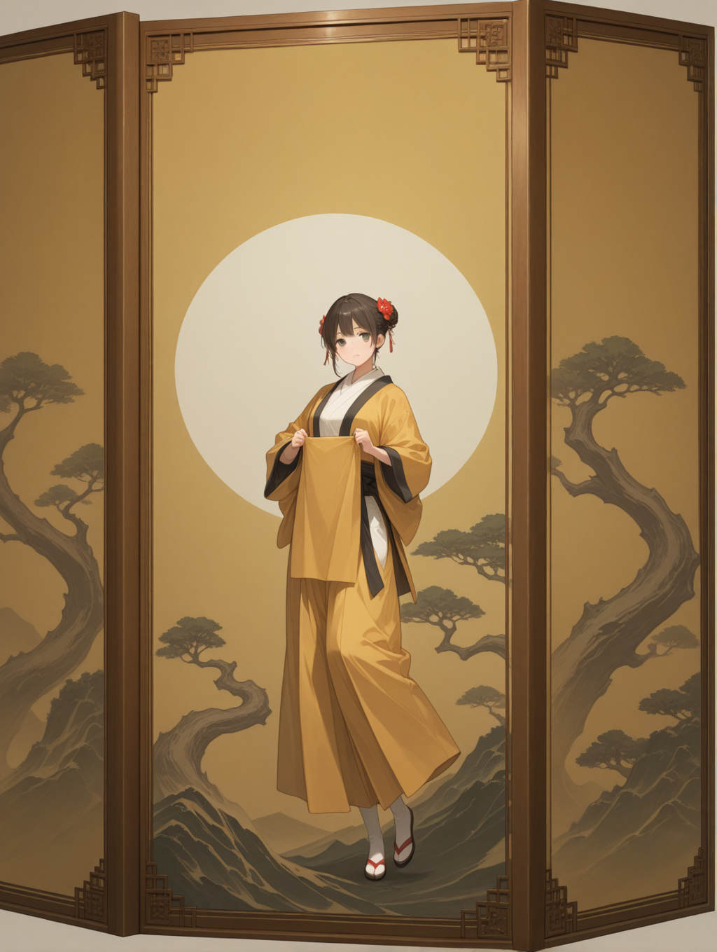 坊主が屏風に上手に坊主の絵を書いた