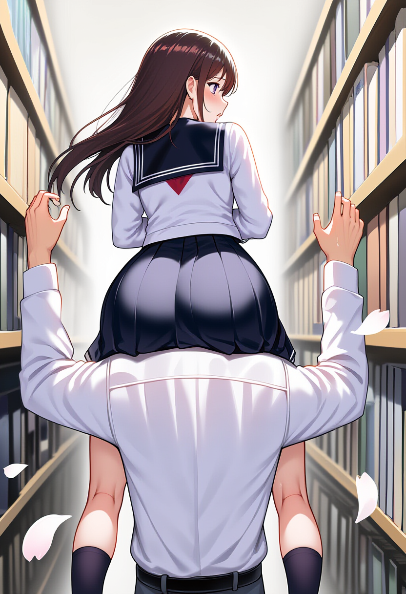 図書館で肩車