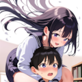 図書館で肩車 4枚目