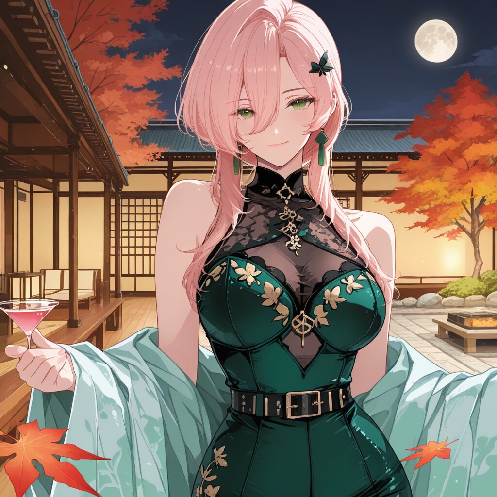 月見酒と紅葉のランウェイ