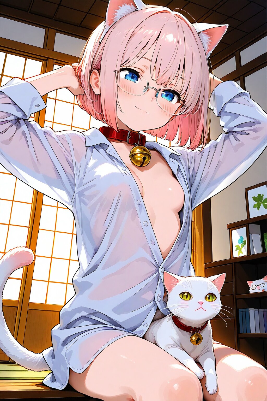 CAPE 寝起きの桃猫耳眼鏡さん(*´ω｀*)❤️同シード生成