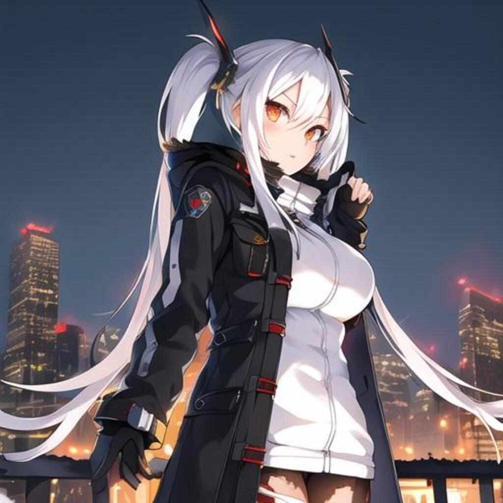 街の夜景と少女