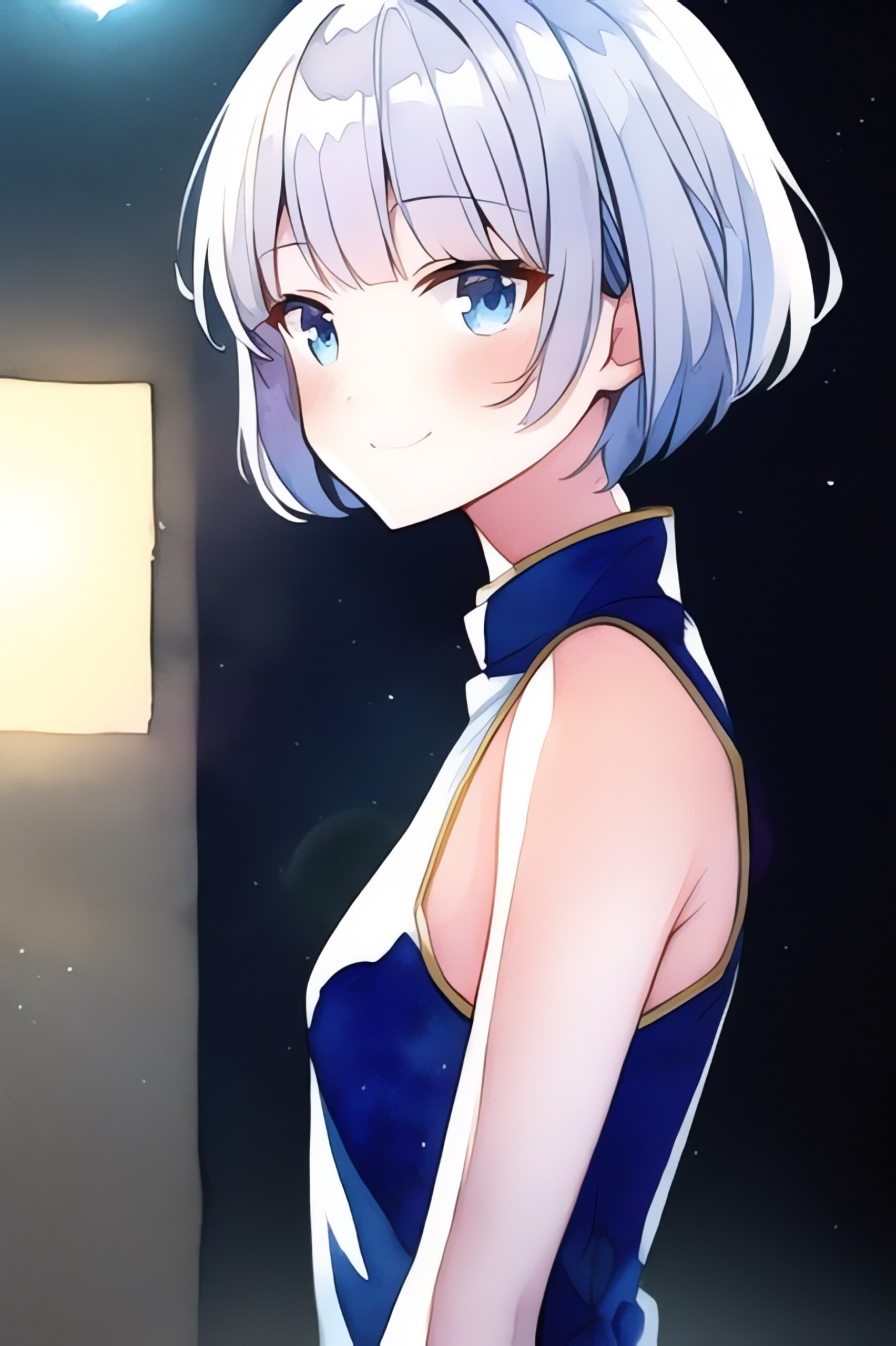 #チャイナドレス　青髪の少女002