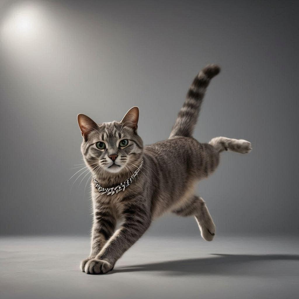 銀ネックレスをした猫