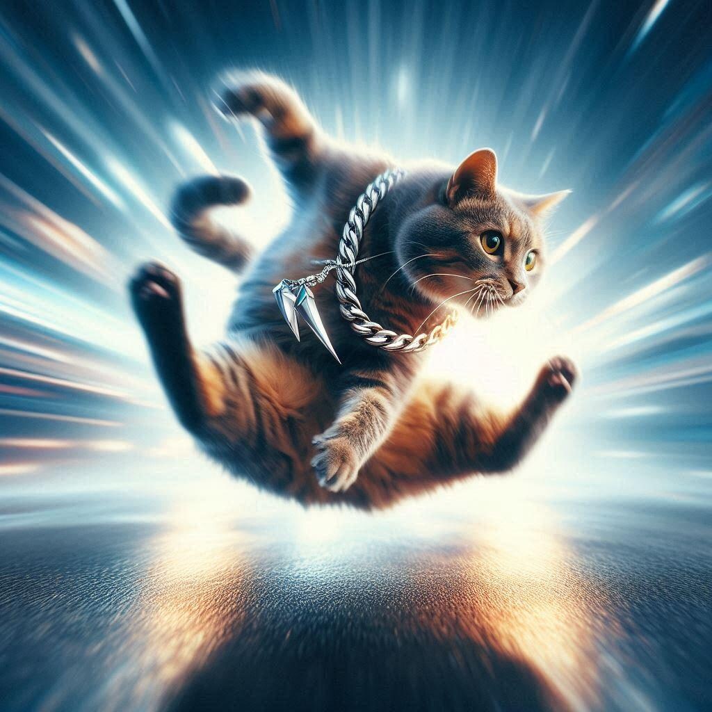 銀ネックレスをした猫