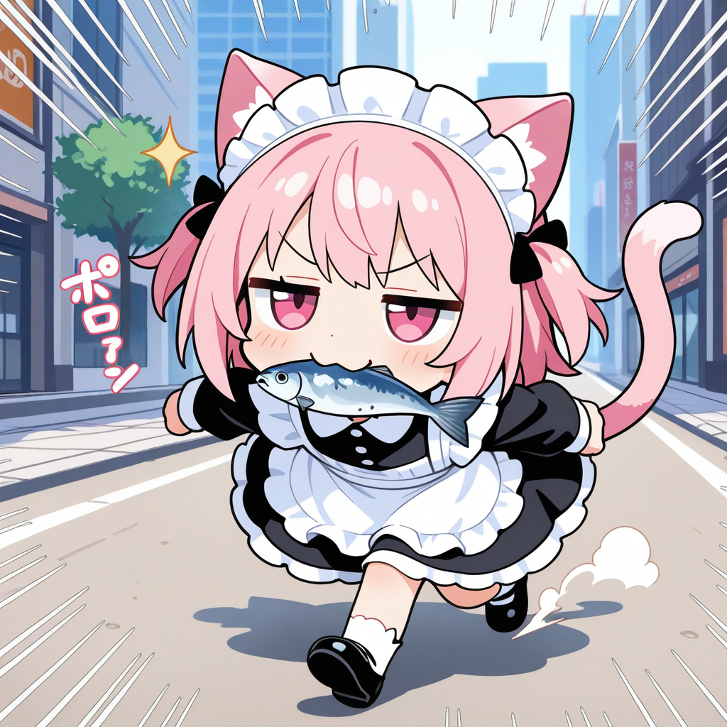 ねこ属性、おさかにゃ属性、本能属性のねこメイド