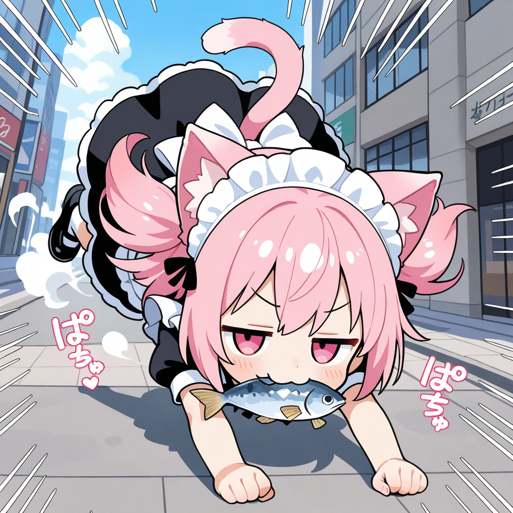 ねこ属性、おさかにゃ属性、本能属性のねこメイド