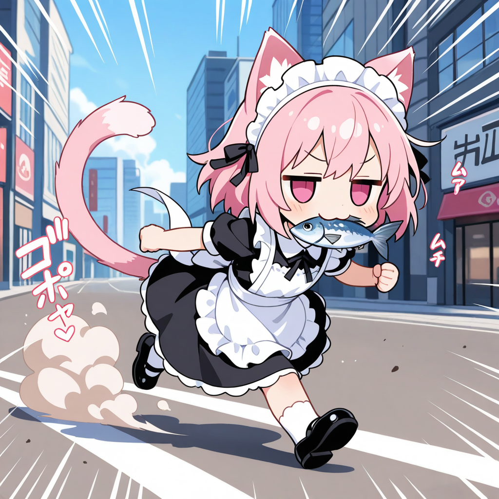 ねこ属性、おさかにゃ属性、本能属性のねこメイド
