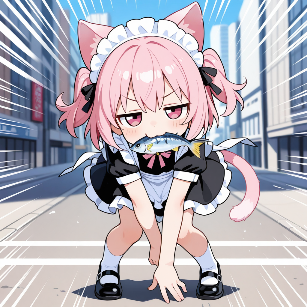 ねこ属性、おさかにゃ属性、本能属性のねこメイド