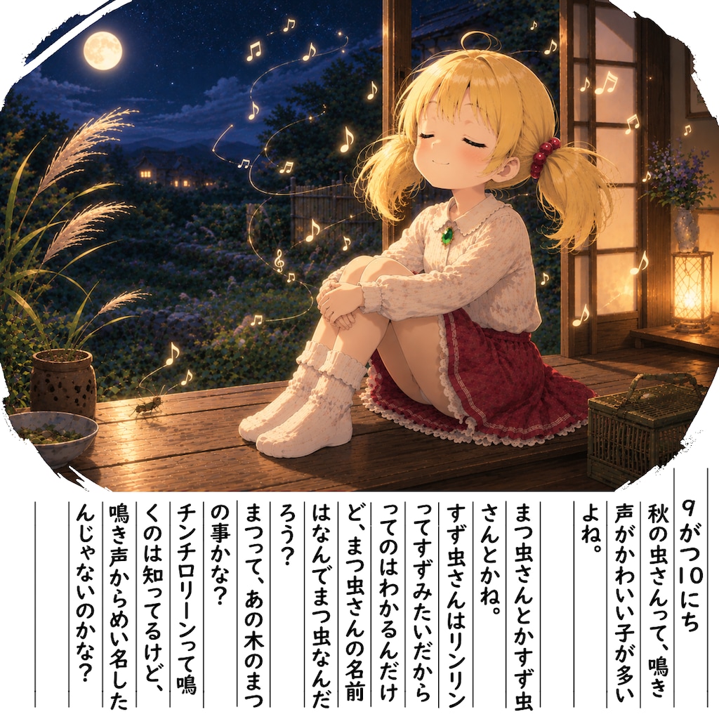 【絵日記】むーしーのーこーえ～♪