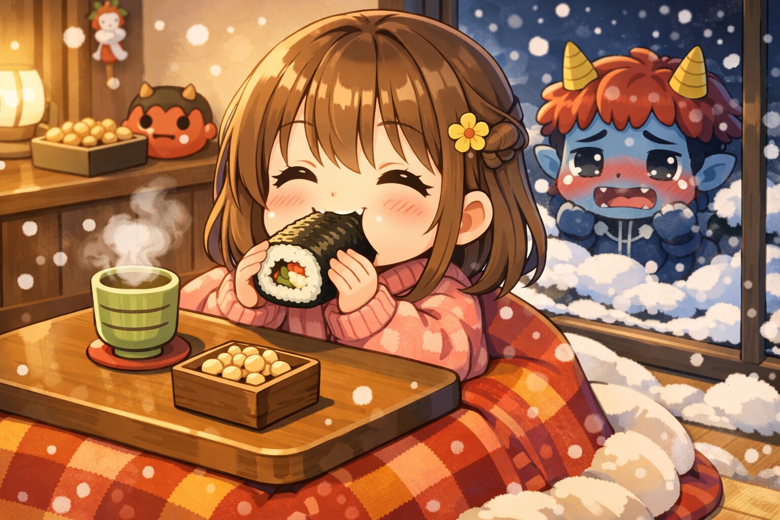 恵方巻を食す