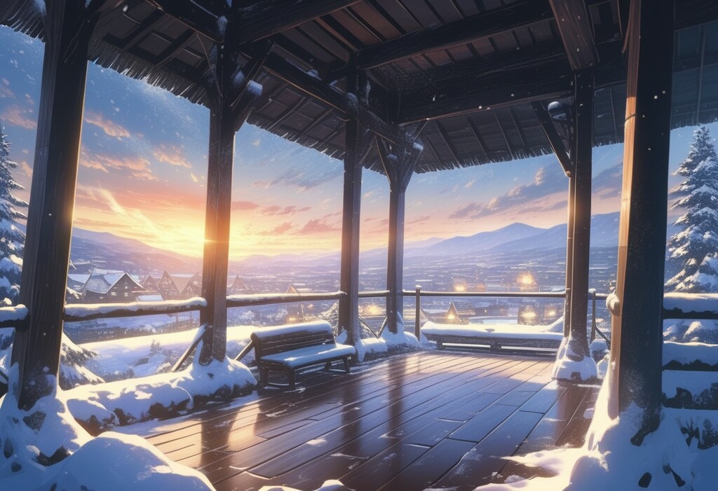 夕暮れの雪原にて