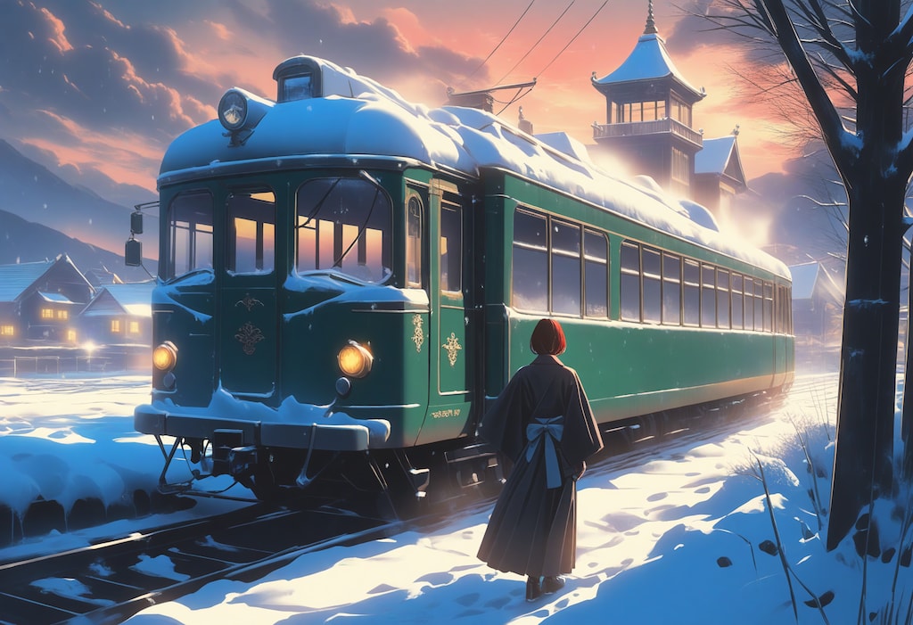 夕暮れの雪原にて