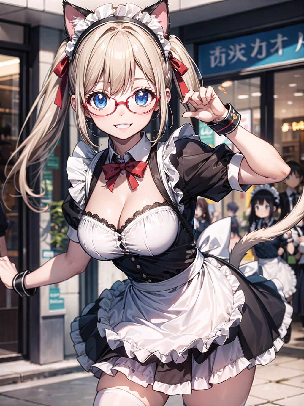 金髪ツイン猫耳メイド