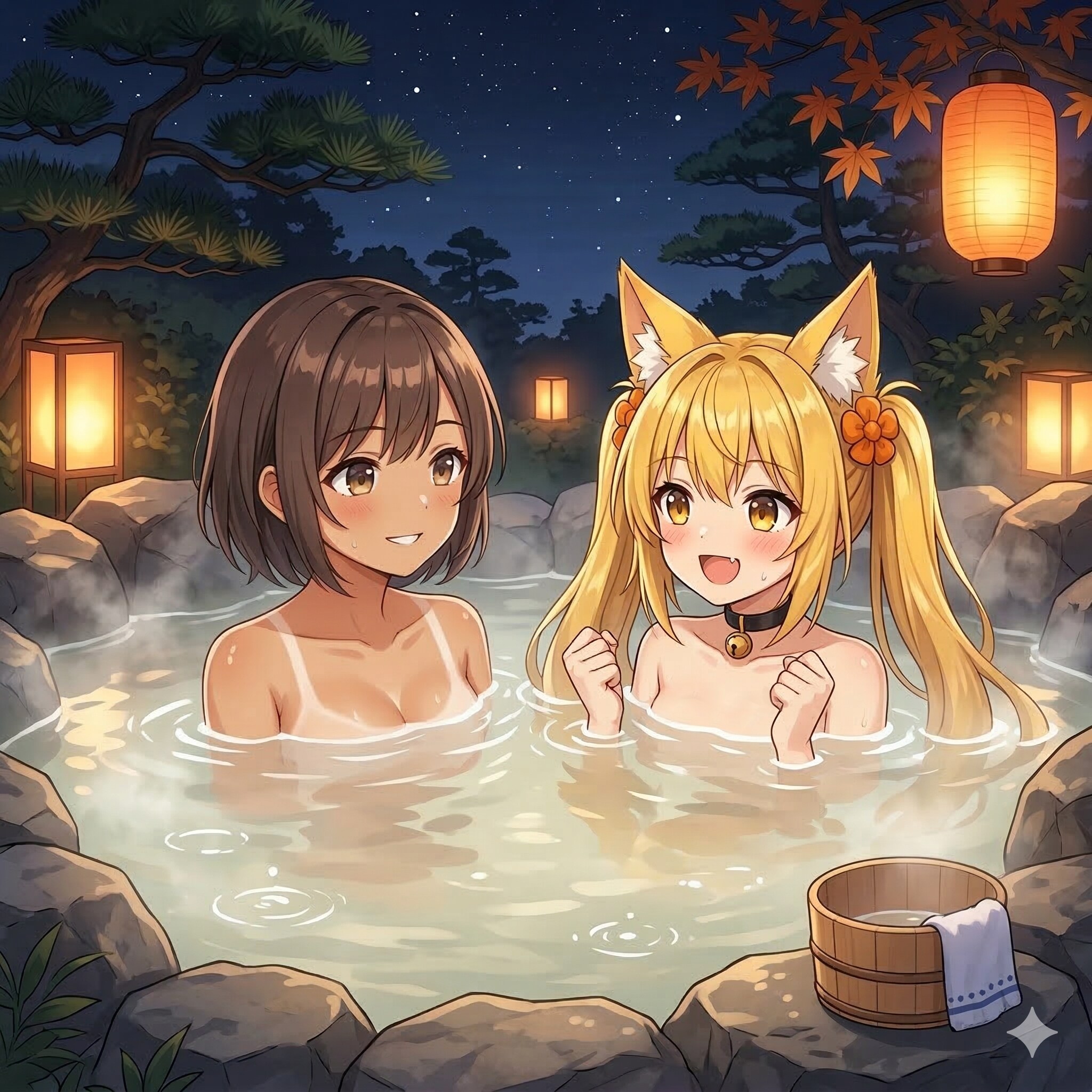 矢木羽研さんの清瀬こむぎちゃんと温泉に入る