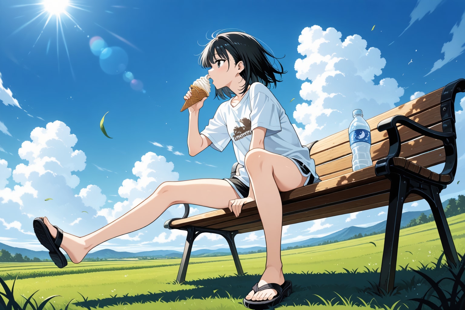 ベンチでアイス | の人気AIイラスト・グラビア