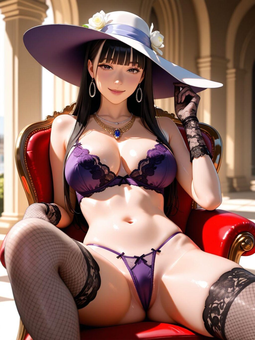 お嬢様の納涼下着姿