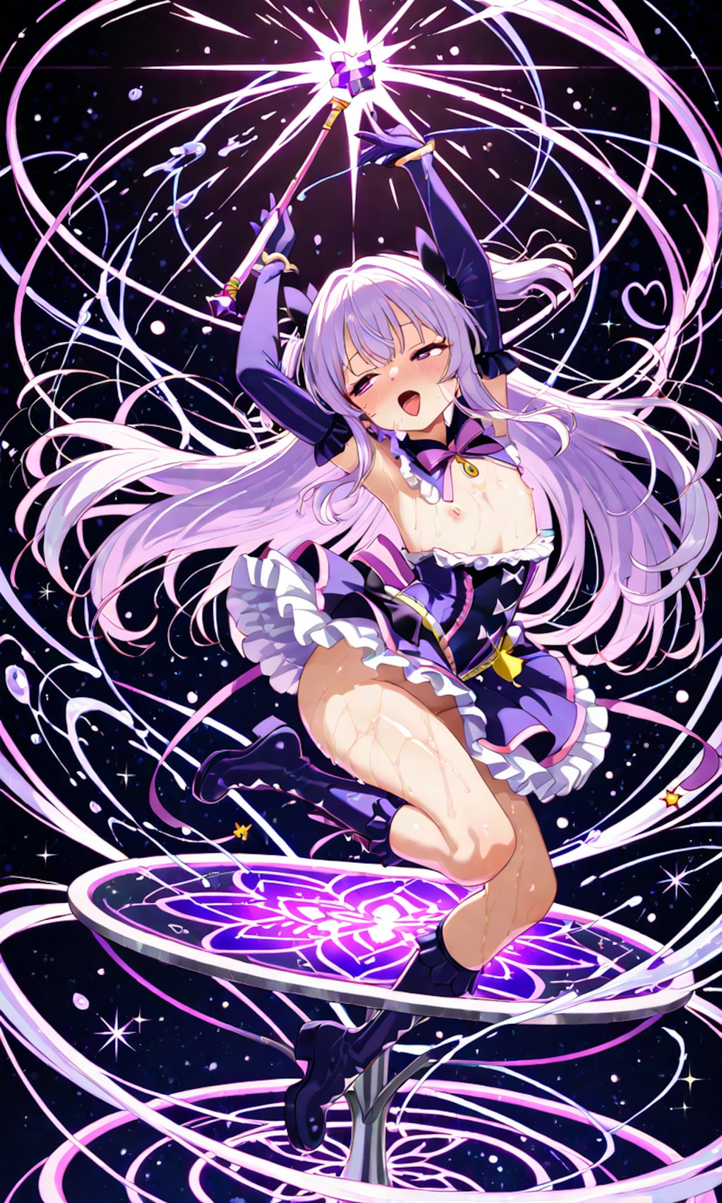 [10枚] 台座付きフィギュア「我は闇の力をもって正義を執行する者なり！ いざ集え深淵の力よ！ 転身！ダークマギカ！」（魔女っコの旅６５）