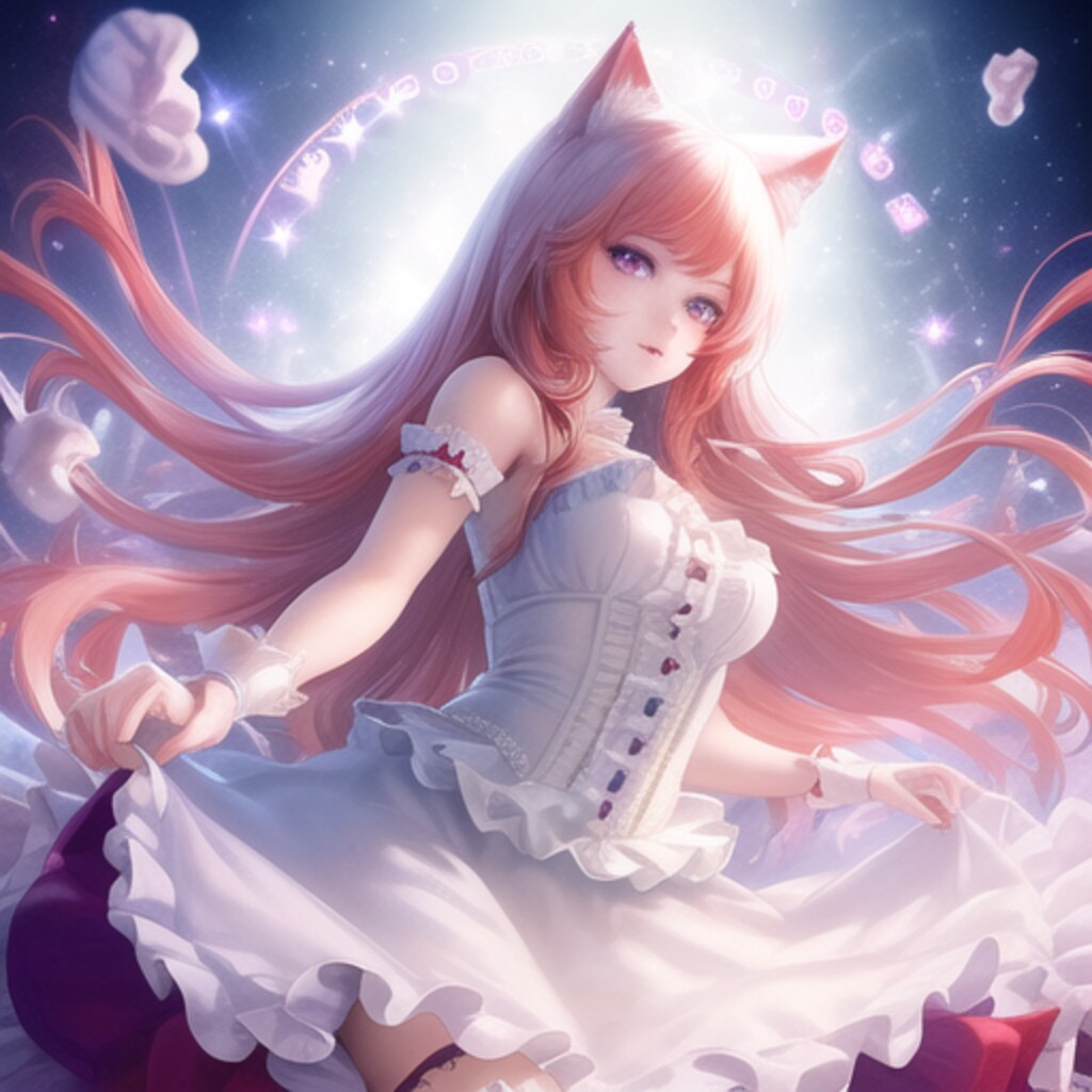 赤髪猫耳ドレスの女の子