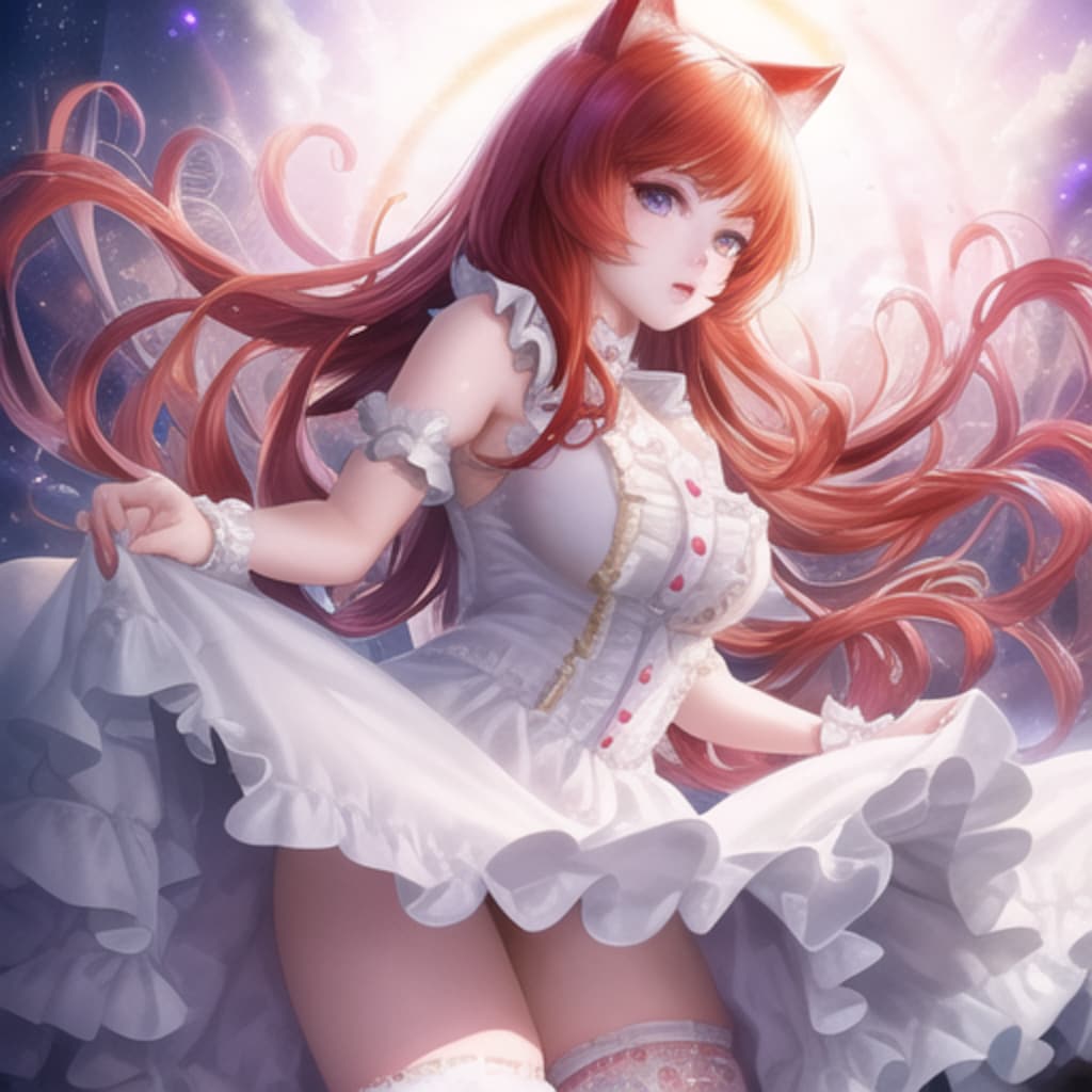 赤髪猫耳ドレスの女の子